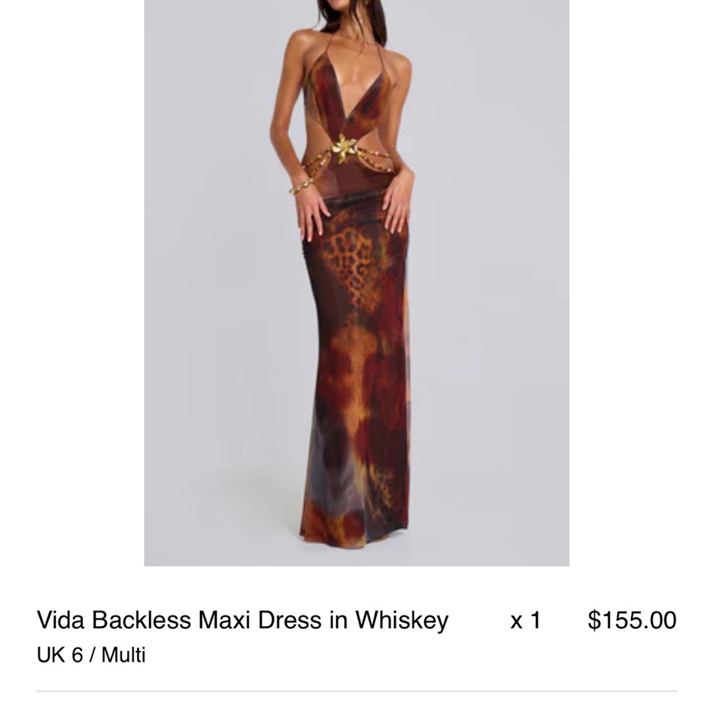 Jaded London Vida Backless Maxi Dress in Whiskey